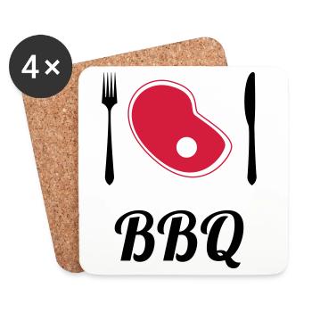 BBQ - Barbecue - Grill - Coasters (set of 4) - white - Front