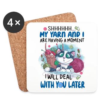SHHHHHH My Yarn And I Are Having A Moment T Shirt - Untersetzer (4er-Set) - Weiß - Vorne