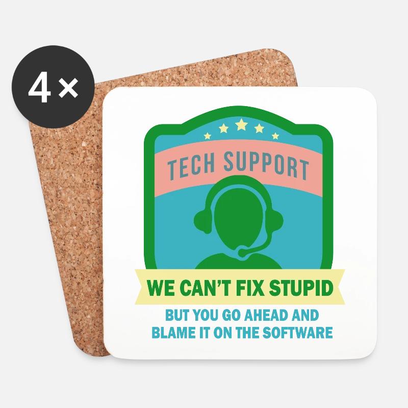 It Support Mitarbeiter - It-Support - Untersetzer (4er-Set) - Weiß