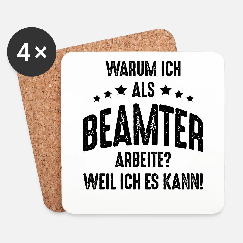 Lustige Beamter Sprüche Geschenkidee - Untersetzer (4er-Set) - Weiß