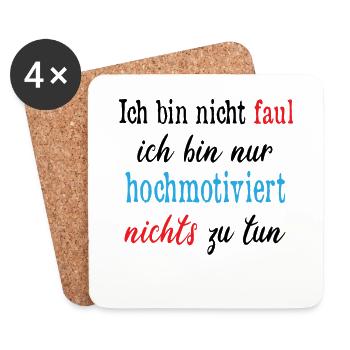 Faul Nichts Tun Lustiger Spruch - Untersetzer (4er-Set) - Weiß - Vorne