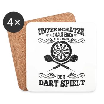 Dart alter Mann unterschätze niemals - Untersetzer (4er-Set) - Weiß - Vorne