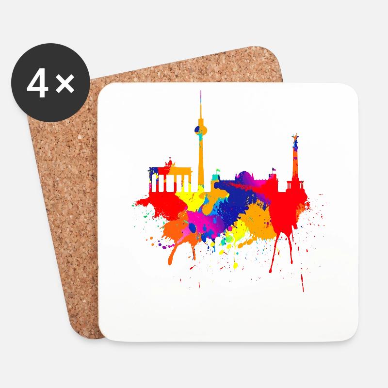 Berlin Skyline Bunte Farben Malerei Kunst Berliner - Untersetzer (4er-Set) - Weiß