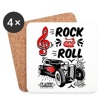 Rockabilly Autos Vintage Rocker Rock N Roll - Untersetzer (4er-Set) - Weiß - Vorne