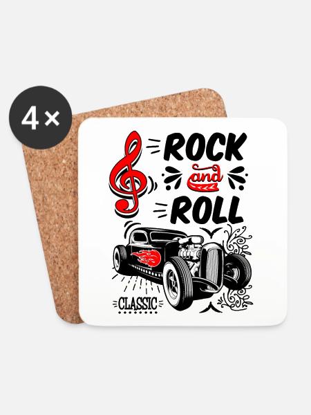 Rockabilly Autos Vintage Rocker Rock N Roll - Untersetzer (4er-Set) - Weiß