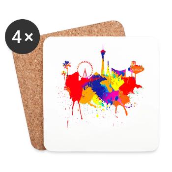 Las Vegas Skyline Nevada Couleurs colorées Art Poker - Dessous de verre (lot de 4) - blanc - Devant