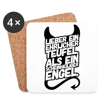 Teufel Spruch - Untersetzer (4er-Set) - Weiß - Vorne