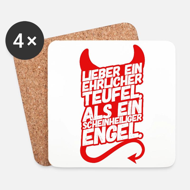 Teufel Engel Spruch - Untersetzer (4er-Set) - Weiß