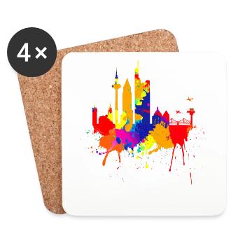 Frankfurt Skyline Bunte Farben Malerei Kunst Liebe - Untersetzer (4er-Set) - Weiß - Vorne