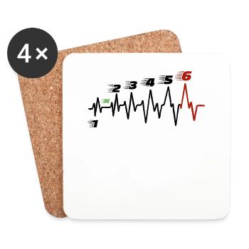 Herzschlag Motorrad 6 Gänge Schaltung EKG - Untersetzer (4er-Set) - Weiß - Vorne
