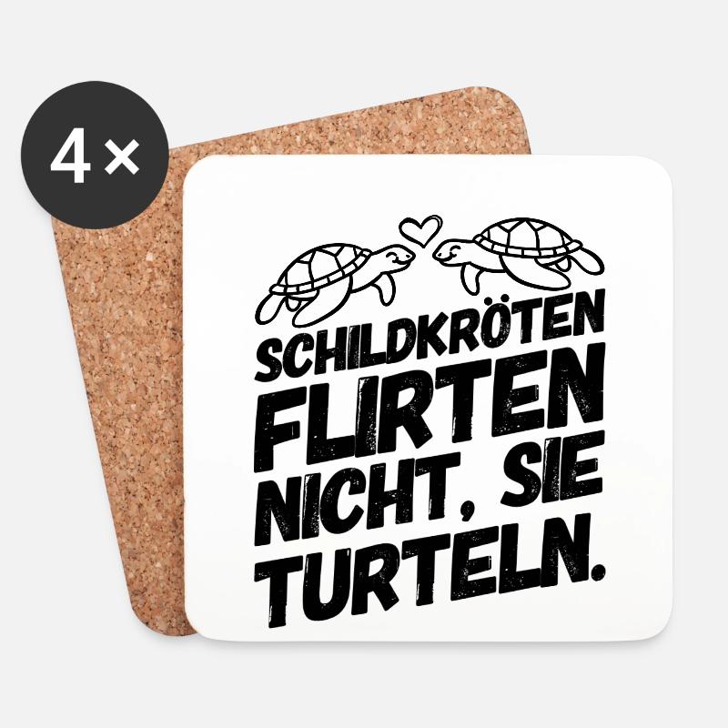 Schildkröte Flirten Turteln Niedlich - Untersetzer (4er-Set) - Weiß