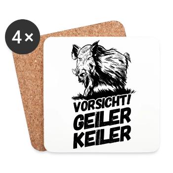 Jäger Jagen Jagd Geiler Keiler Versaut II - Untersetzer (4er-Set) - Weiß - Vorne