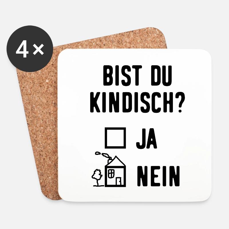 Kindisch Lustige Sprüche Witzig - Untersetzer (4er-Set) - Weiß