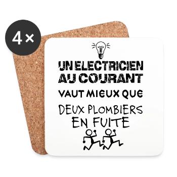 Ein Elektriker weiß Bescheid. - Untersetzer (4er-Set) - Weiß - Vorne