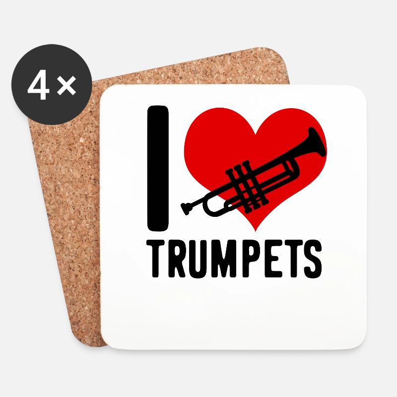 Trompete Trompeten Trompeter Herz - Untersetzer (4er-Set) - Weiß