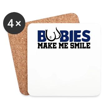 Sexy boobies make me smile gift - Coasters (set of 4) - white - Front