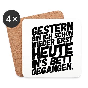 Lustige Sprüche Feiern Party - Untersetzer (4er-Set) - Weiß - Vorne
