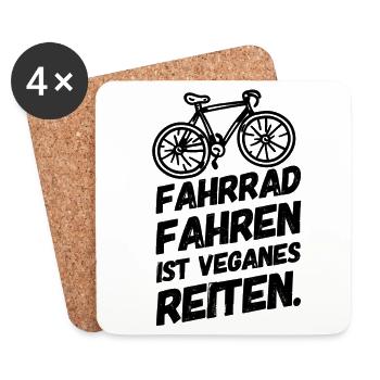 Lustige Sprüche Fahrrad Vegan Veganer II - Untersetzer (4er-Set) - Weiß - Vorne