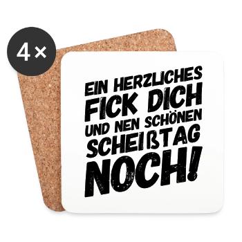 Lustige Sprüche Fick Dich Humor - Untersetzer (4er-Set) - Weiß - Vorne