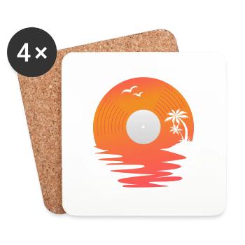 Disque vinyle Retro Sea Sunset DJ Gift - Dessous de verre (lot de 4) - blanc - Devant