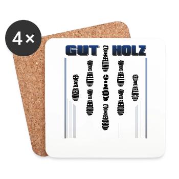 Gut Holz Design für Sportkegler und Keglerin - Untersetzer (4er-Set) - Weiß - Vorne