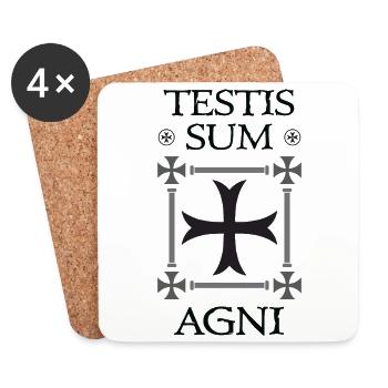 Croisé Cross + Testis Sum Agni - Dessous de verre (lot de 4) - blanc - Devant