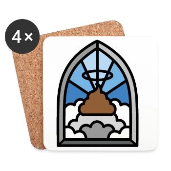 Holy Shit Glasmalerei Kirche lustige Kacke meme - Untersetzer (4er-Set) - Weiß - Vorne