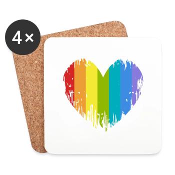 LGBT Herz - Untersetzer (4er-Set) - Weiß - Vorne