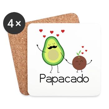 Papacado Vatertag Avocado Pärchen werdender Vater - Untersetzer (4er-Set) - Weiß - Vorne
