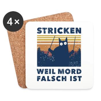 Stricken weil Mord falsch ist Katze Sarkasmus - Untersetzer (4er-Set) - Weiß - Vorne