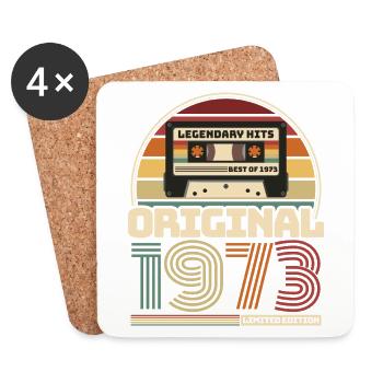 Rétro vintage cassette anniversaire millésime 1973 - Dessous de verre (lot de 4) - blanc - Devant