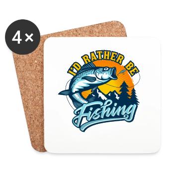 I'd rather be Fishing - Coasters (set of 4) - white - Front