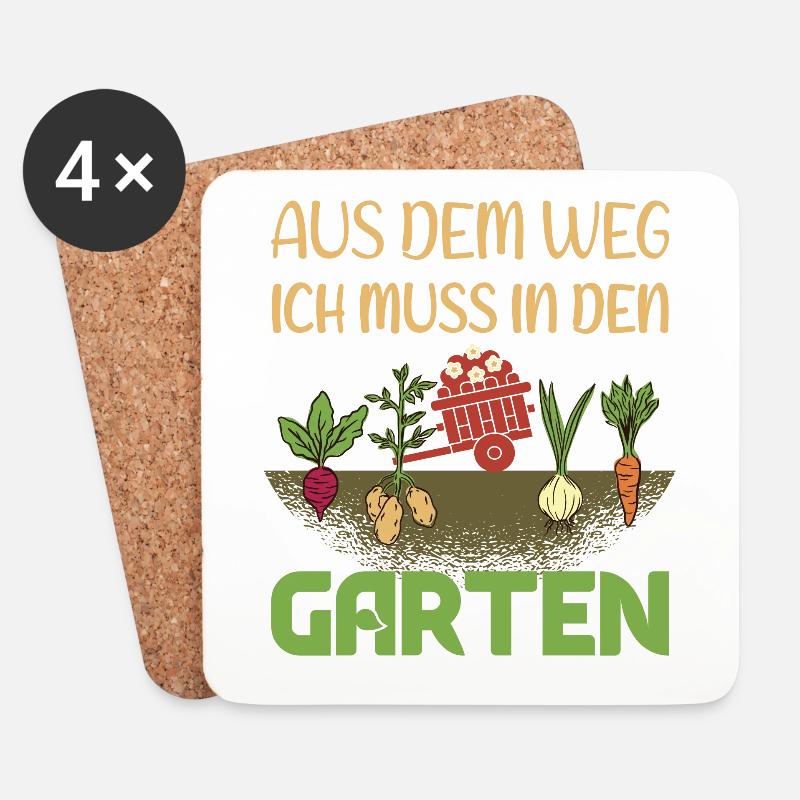 Garten Sprüche - Lustiges Hobbygärtner Geschenk - Untersetzer (4er-Set) - Weiß