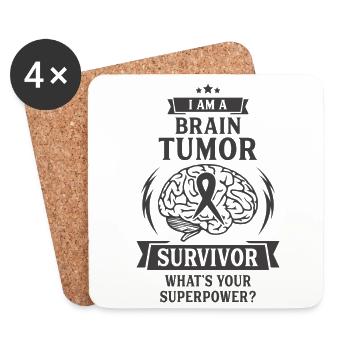 Hirntumor-Überlebender - Untersetzer (4er-Set) - Weiß - Vorne
