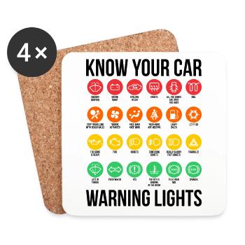 Sarcasmes Know Your Car Warnleuchten Geschenk - Dessous de verre (lot de 4) - blanc - Devant