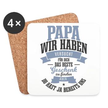 Vatertag Vintage Papa du hast bereits uns Retro - Untersetzer (4er-Set) - Weiß - Vorne