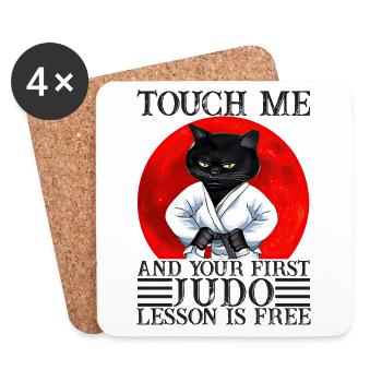 Touch Me And Your First Judo Lesson Is Free - Dessous de verre (lot de 4) - blanc - Devant