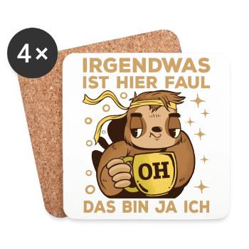 Faultier Kaffee - Untersetzer (4er-Set) - Weiß - Vorne