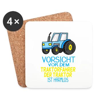 Trecker Traktorfahrer Geschenk - Untersetzer (4er-Set) - Weiß - Vorne