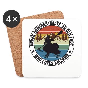 Kayaking Lady Vintage Sunset - Untersetzer (4er-Set) - Weiß - Vorne