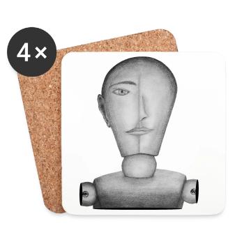 Mannequin dessiné - Dessous de verre (lot de 4) - blanc - Devant