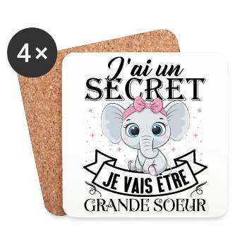 Je Vais Être Grande Soeur Future Soeur Annonce - Dessous de verre (lot de 4) - blanc - Devant