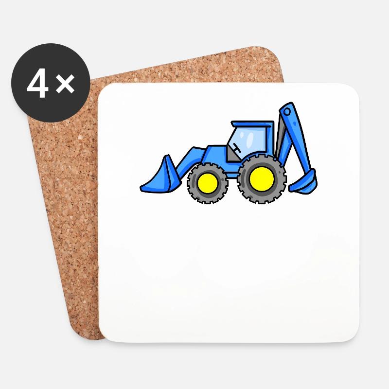 Bagger Fahrzeug Baustelle - Untersetzer (4er-Set) - Weiß