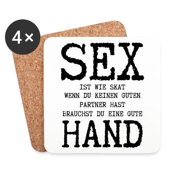 Sex ist wie Skat, keinen guten Partner, eine gute - Untersetzer (4er-Set) - Weiß - Vorne