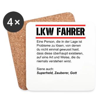 LKW Fahrer Definition, Zauberer, Superheld, Gott - - Untersetzer (4er-Set) - Weiß - Vorne