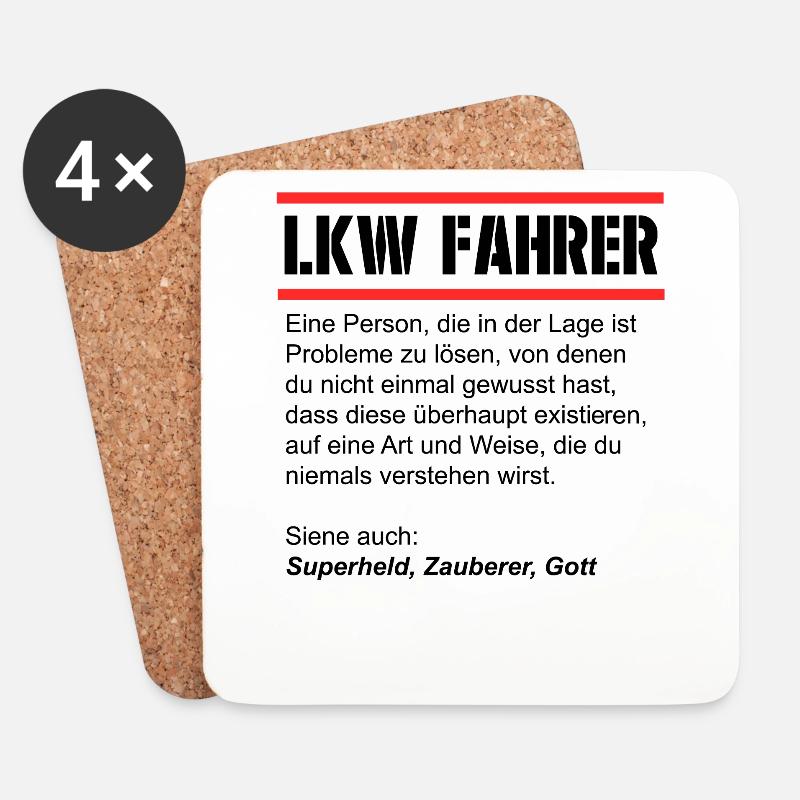 LKW Fahrer Definition, Zauberer, Superheld, Gott - - Untersetzer (4er-Set) - Weiß