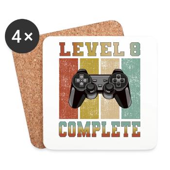 Level 8 complete birthday 8 years gamer gambler - Coasters (set of 4) - white - Front