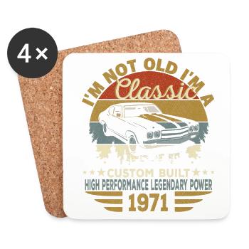 Vintage 1971 50. Geburtstag auto - Untersetzer (4er-Set) - Weiß - Vorne