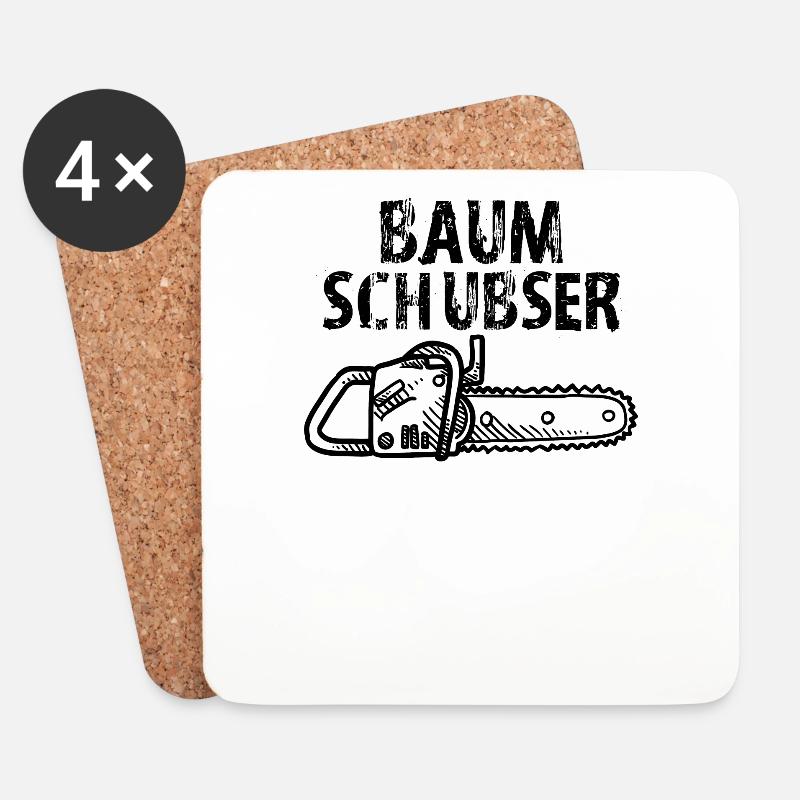 Baum Schubser, Waldarbeiter und Forstwirt - Holzfä - Untersetzer (4er-Set) - Weiß