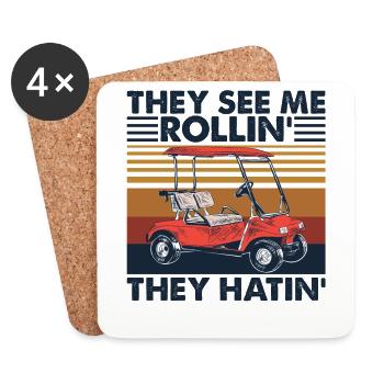 They See Me Rollin' They Hatin' Golf Cart Vintage - Untersetzer (4er-Set) - Weiß - Vorne
